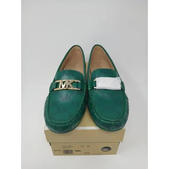 Michael Kors Camila Logo Moccasin Jewel Green Women SZ 7M 49S2CAFR1L New In Box - Picture 2 of 16